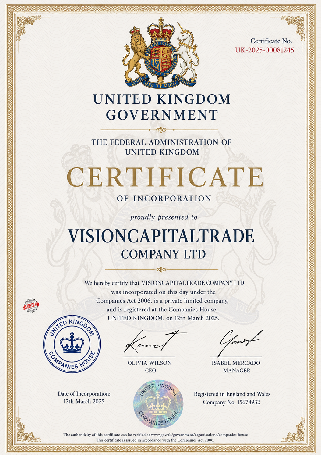 Company Certificate